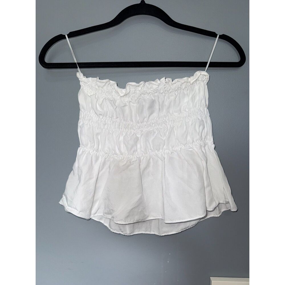 Anthropologie · Mare Mare White Smocked Linen Blend Tube Top | Size Small